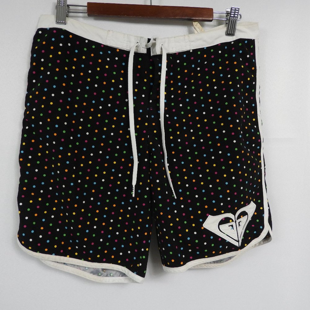 L655 Roxy Boardshorts Black with Multi Color Polka Dots